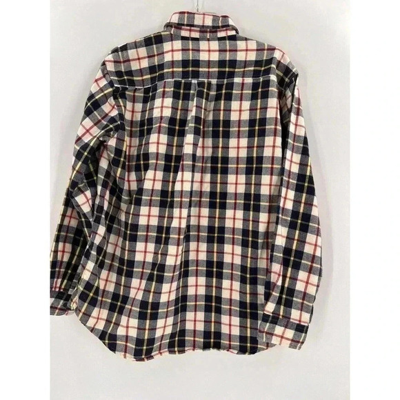 Men's L.L. Bean Blue Yellow Red Plaid Flannel Button Long Sleeve Shirt - MEDIUM - Picture 6 of 10